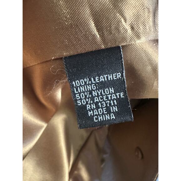 Valerie Stevens Genuine Lamb Leather Coat Camel Brown Size Large *Lining Damage* - Picture 15 of 16